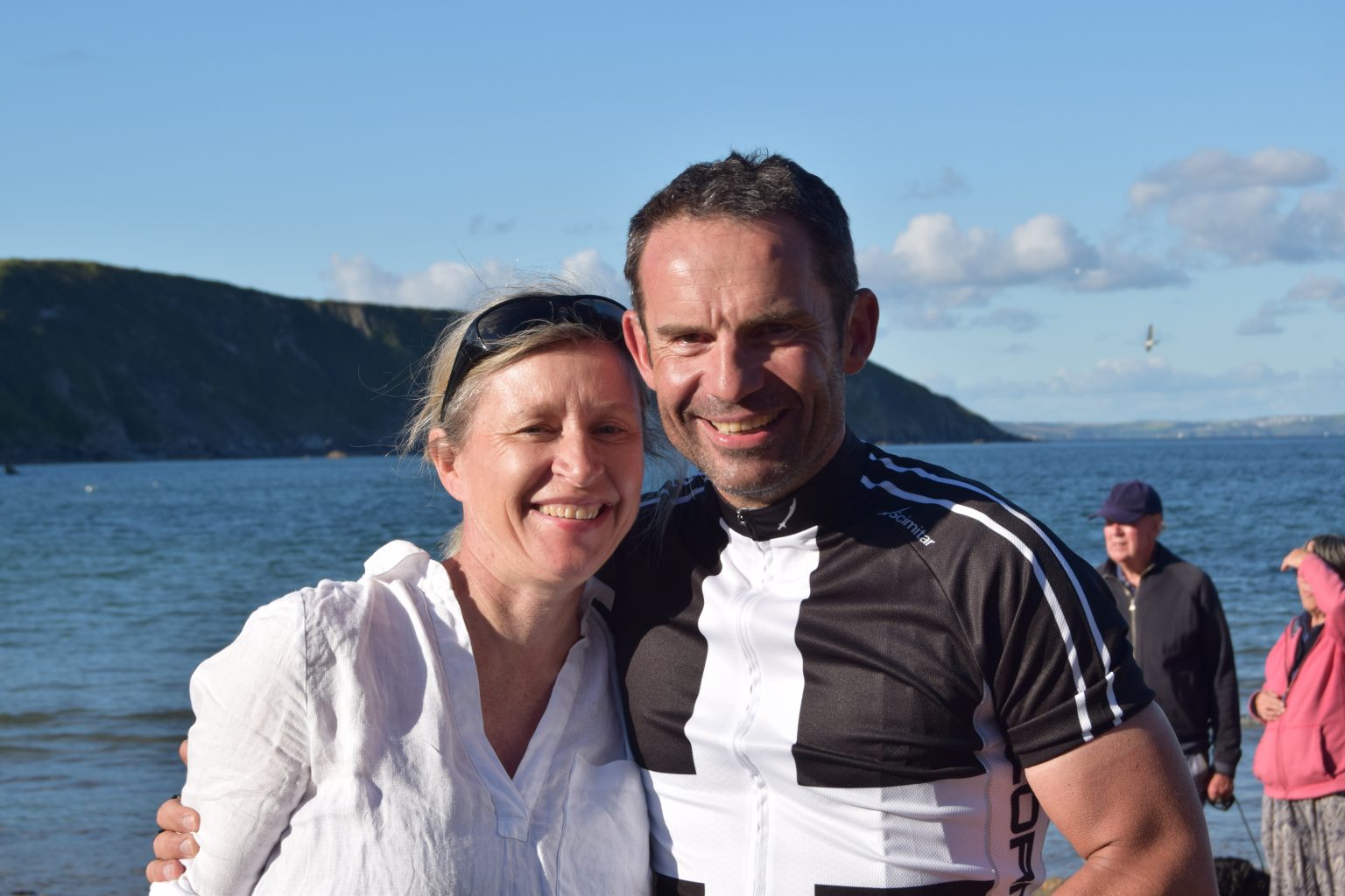 Chris Hocking and partner hugging